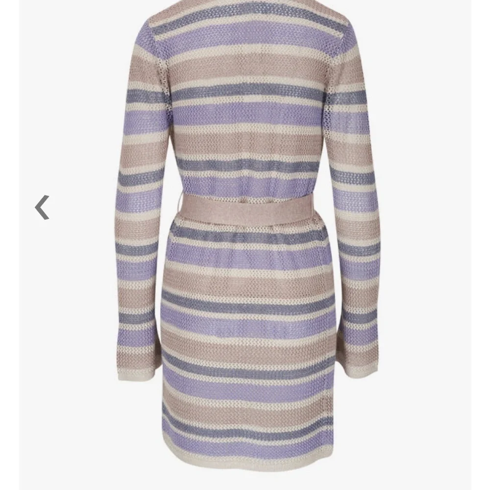 L'AGENCE Koi Striped Belted Women's Knit Cardigan - Lavender and Cream - Picture 4 of 9